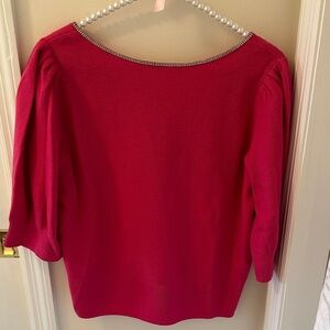kate spade Pink Rhinestone Edged Boat Neck Sweater